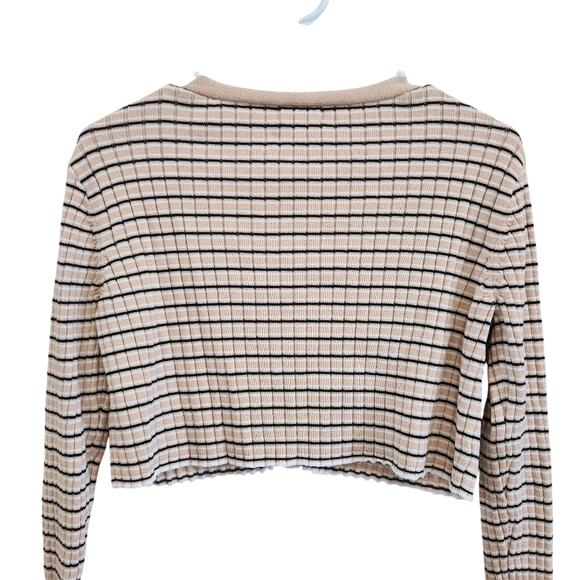 L.A. Hearts Pacsun Striped Button Up Crop Cardigan Top Tan Black Size Small - Picture 4 of 10